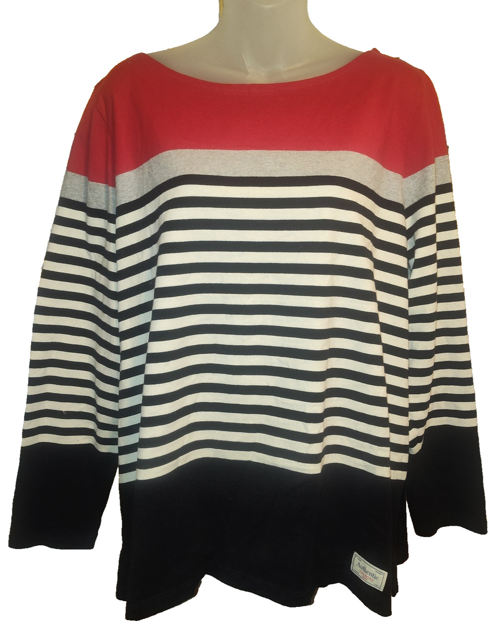 Talbots Plus Women's Red Multicolor Striped Long Sleeve Cotton Top Size 2X BG31